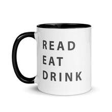 Load image into Gallery viewer, Read. Eat. Drink. Mug with Color Inside - 11 oz