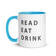 Load image into Gallery viewer, Read. Eat. Drink. Mug with Color Inside - 11 oz