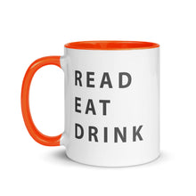 Load image into Gallery viewer, Read. Eat. Drink. Mug with Color Inside - 11 oz