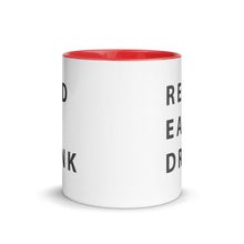 Load image into Gallery viewer, Read. Eat. Drink. Mug with Color Inside - 11 oz