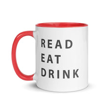 Load image into Gallery viewer, Read. Eat. Drink. Mug with Color Inside - 11 oz