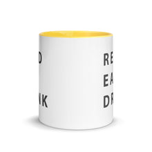 Load image into Gallery viewer, Read. Eat. Drink. Mug with Color Inside - 11 oz