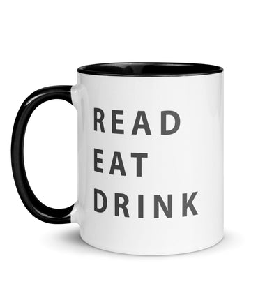 Read. Eat. Drink. Mug with Color Inside - 11 oz