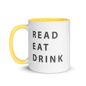 Read. Eat. Drink. Mug with Color Inside - 11 oz